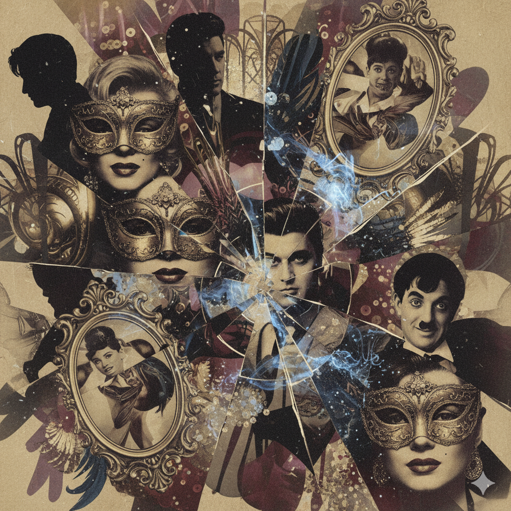 Siluetas de famosos con identidades secretas y máscaras de transformación